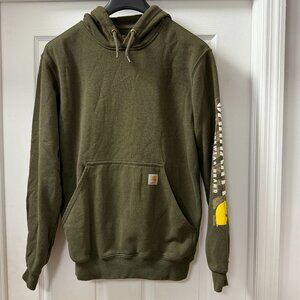 Carhartt Green Midweight Pullover Hooded Logo Sweatshirt size Small